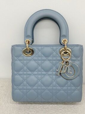 Dior Lady Dior Powder Blue Quilted Lady Dior Top-Handle Satchel